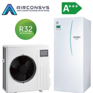 Mitsubishi EcoInveter SUZ-SWM60VA2 6,0 kW R32 kültéri ERST20D-VM9E padlón álló beltéri egységgel és 200 L-es beépített tartállyal