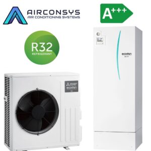 Mitsubishi EcoInveter SUZ-SWM60VA2 6,0 kW R32 kültéri ERST30D-VM2EE padlón álló beltéri egységgel és 300 L-es beépített tartállyal